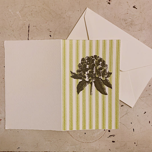 Hand printed card- hydrangea