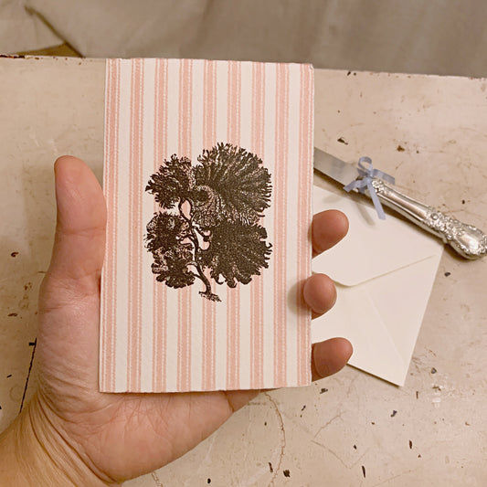 Hand printed card- coral